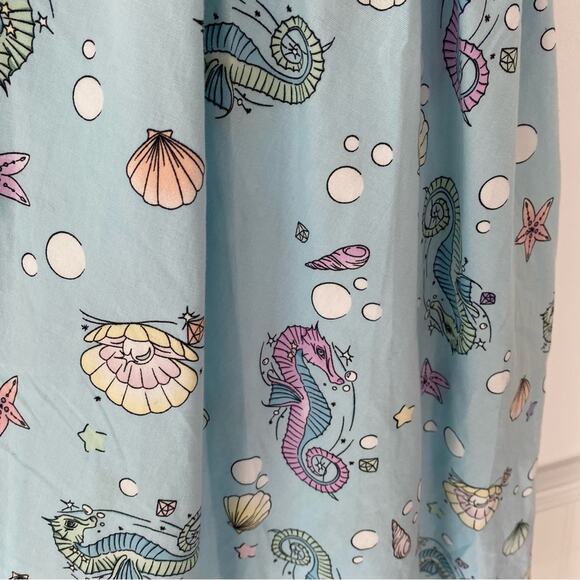 Hell Bunny Pinup Retro Sea Horse Blue Bow Dress size medium - Picture 7 of 9